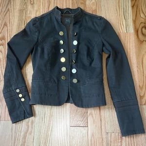 Cropped, Fitted Military Inspired Fully Lined Olive Green Jacket